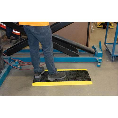 Tapis antifatigue, diamant, 1-2/3' x 3-1/4' x 3/4", noir/jaune, polyuréthane