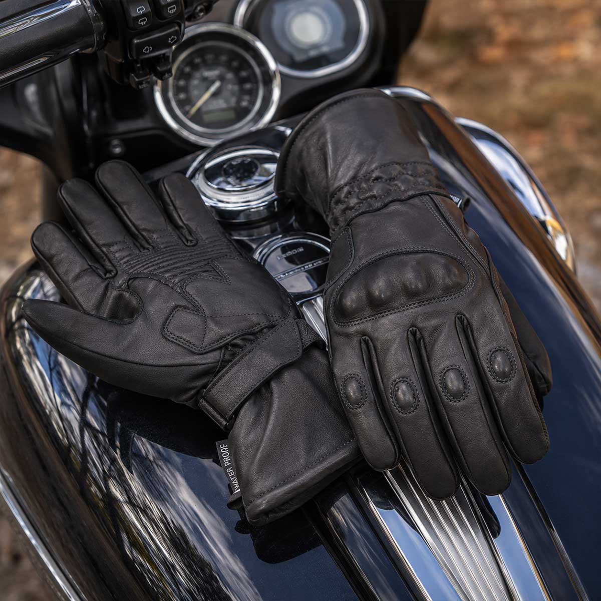 Open Road Men's Armored Gauntlet Leather Motorcycle Gloves