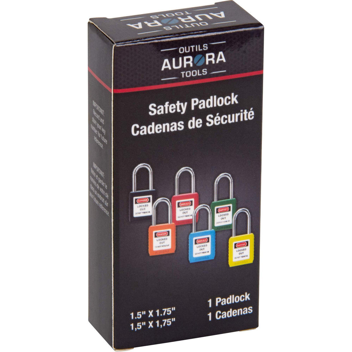 Safety Lock, Yellow, Keyed Different, Thermoplastic, 1-1/2" Width