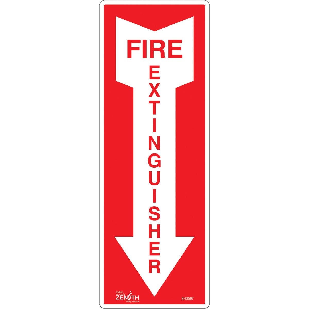 "Fire Extinguisher" Sign, 5" x 14", Vinyl, English with Pictogram