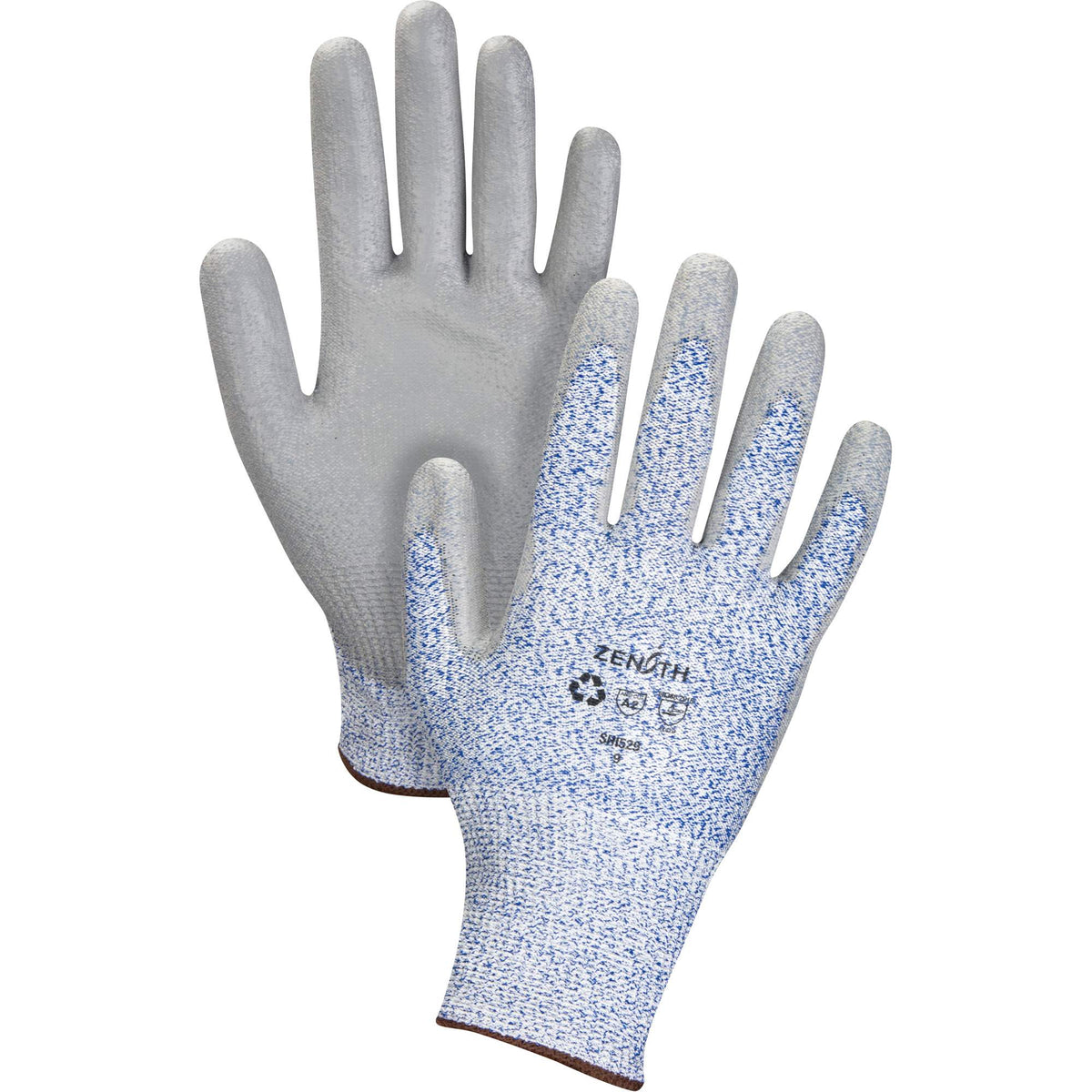 Eco-Friendly Stretch Cut-Resistant Gloves, 8, 13 Gauge, Polyurethane Coated, ASTM ANSI Level A2