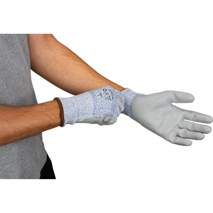 Eco-Friendly Stretch Cut-Resistant Gloves, 10, 13 Gauge, Polyurethane Coated, ASTM ANSI Level A2