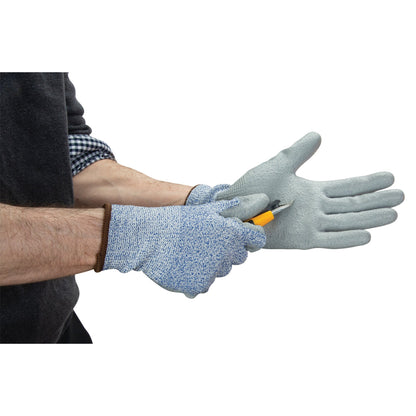 Eco-Friendly Stretch Cut-Resistant Gloves, 10, 13 Gauge, Polyurethane Coated, ASTM ANSI Level A2