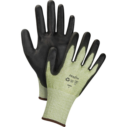 Eco-Friendly Seamless Cut-Resistant Gloves, 8, 13 Gauge, Polyurethane Coated, ASTM ANSI Level A4