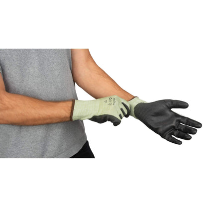Eco-Friendly Seamless Cut-Resistant Gloves, 10, 13 Gauge, Polyurethane Coated, ASTM ANSI Level A4