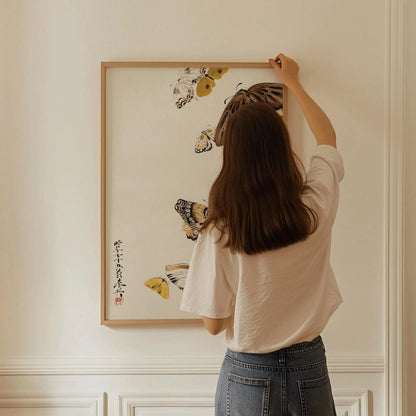 Butterfly Giclee Print: Vintage Japanese Woodblock Art