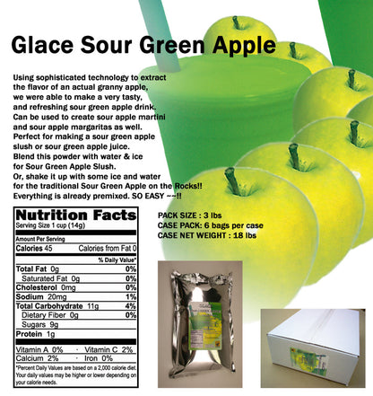 Sour Green Apple 4 in 1 Mix for Bubble Tea, Smoothies, Lattes and Frappes, 3 lbs. Bag (Case 6 x 3 lbs. Bags)  - Multi-Use Powdered Beverage Mix - Ships Free Within Canada on Orders Above CAD $199