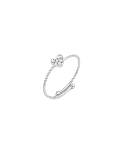 Sparkling Heart Adjustable Ring