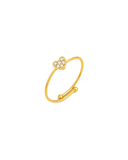 Sparkling Heart Adjustable Ring