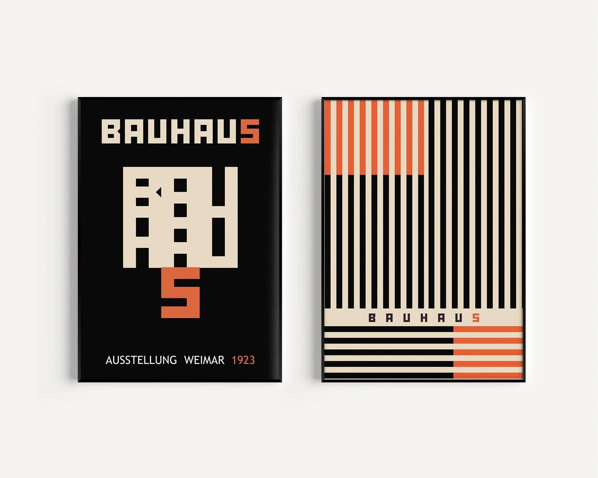 STATEMENT DUO Black and Orange Bauhaus |   | Mid-Century Modern Art Print Posters | available framed