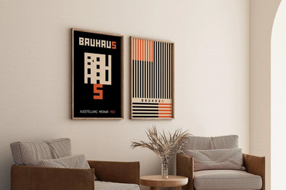 STATEMENT DUO Black and Orange Bauhaus |   | Mid-Century Modern Art Print Posters | available framed