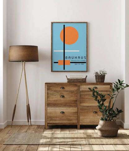 STATEMENT DUO Blue Bauhaus Mid-Century Modern Art Print Posters |  | available framed