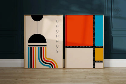 STATEMENT DUO Colourful Bauhaus |  | Mid-Century Modern Art Print Posters | available framed