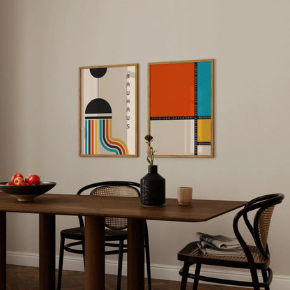 STATEMENT DUO Colourful Bauhaus |  | Mid-Century Modern Art Print Posters | available framed