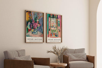 Henri Matisse Art Print Set: Peonies Still Life & Open Window