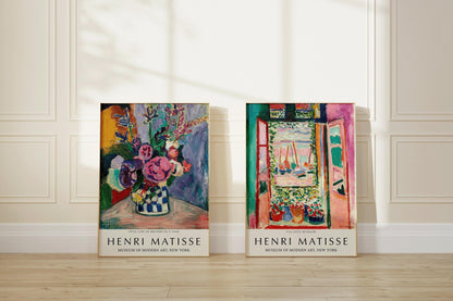 Henri Matisse Art Print Set: Peonies Still Life & Open Window