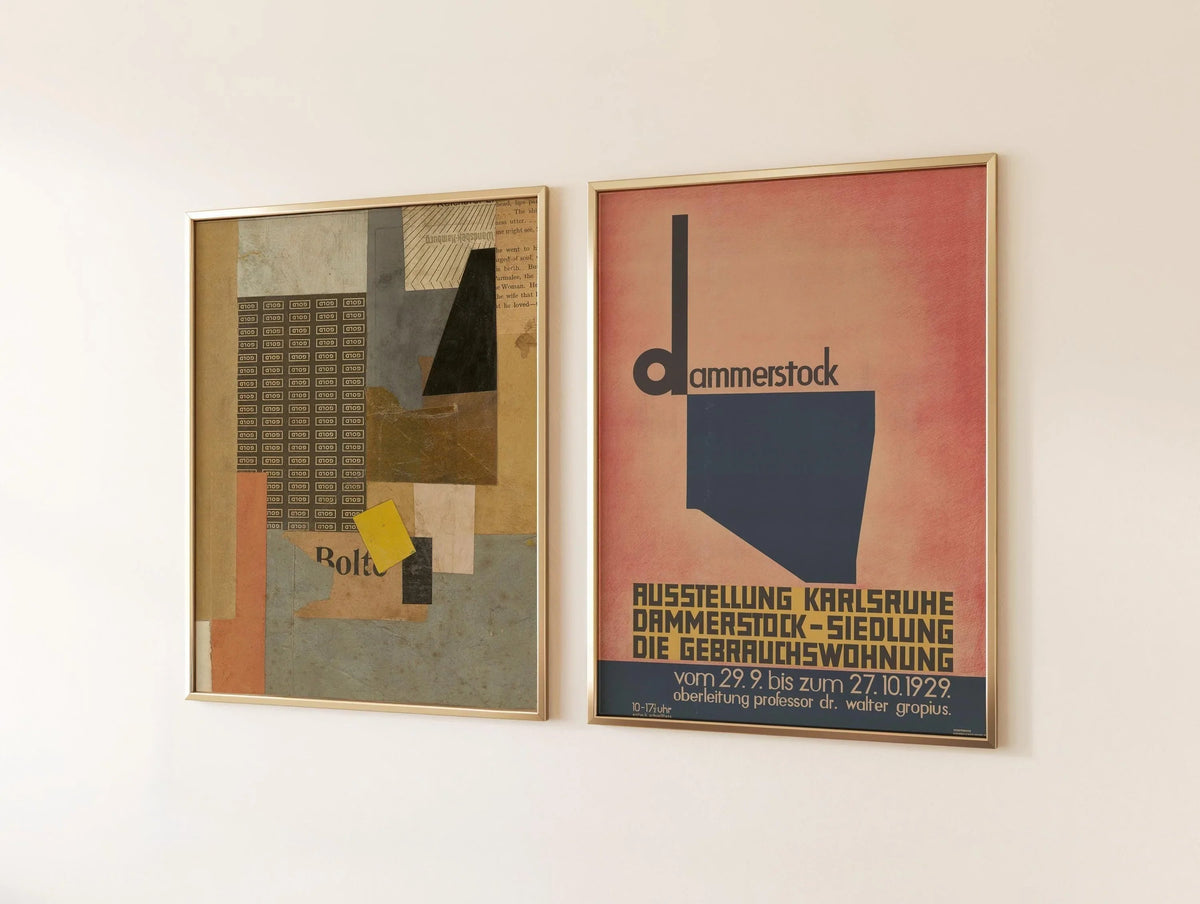 Kurt Schwitters Art Print Duo: Mid-Century Bauhaus Dadaist Posters