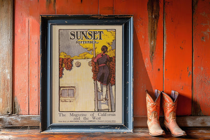 Maynard Dixon Sunset Magazine Cover Print: Western Cowboy & Native American Art