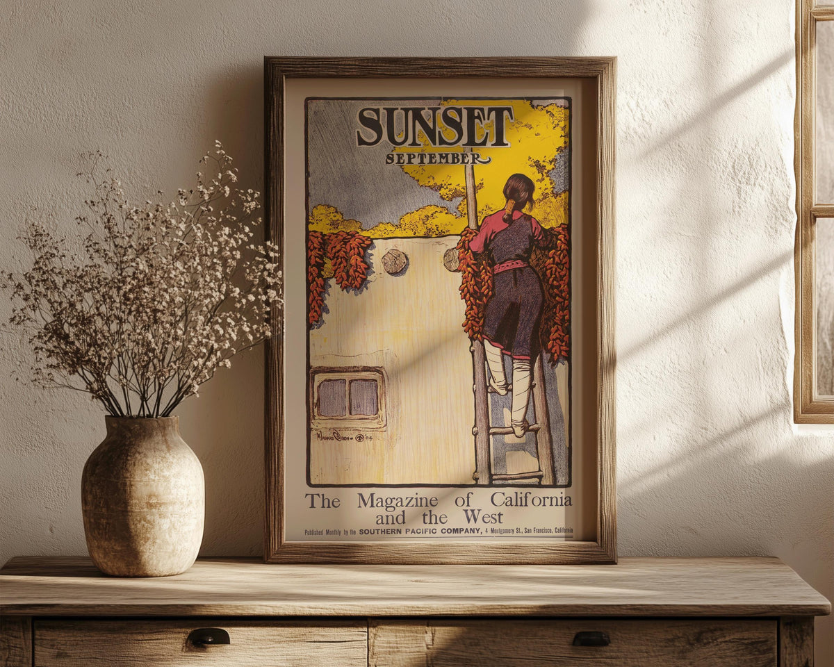 Maynard Dixon Sunset Magazine Cover Print: Western Cowboy & Native American Art