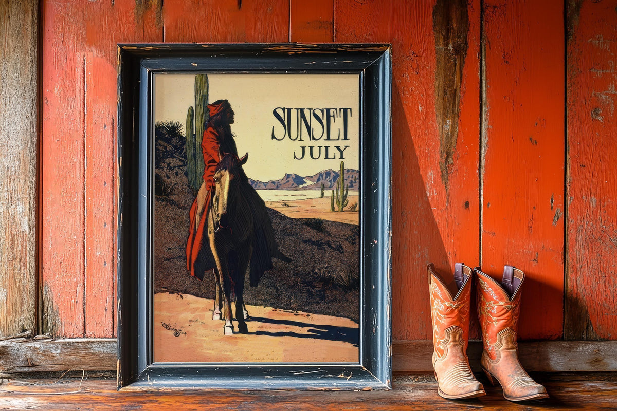 Maynard Dixon Sunset Magazine Cover Print: Western Cowboy & Native American Art