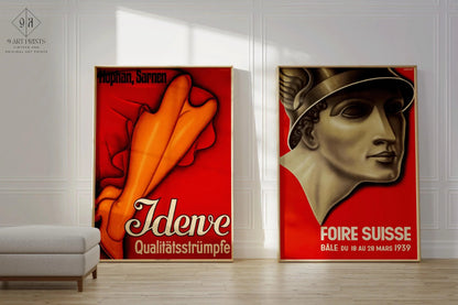 Red Swiss Art Deco Posters: Hans Handschin Vintage Designs