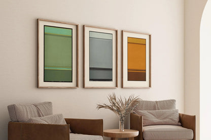 STATEMENT TRIO Abstract Art| Harmony of Broken Lines | James Ward | Minimalist Modern Art available framed