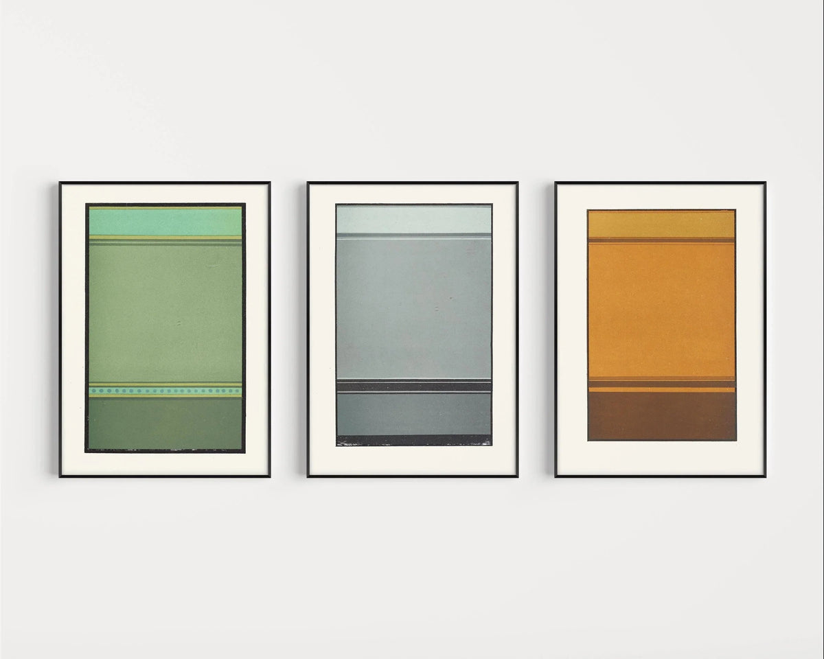 STATEMENT TRIO Abstract Art| Harmony of Broken Lines | James Ward | Minimalist Modern Art available framed