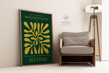 Bauhaus William Morris Matisse Art Print Set: Emerald Green Gold (Framed or Unframed)