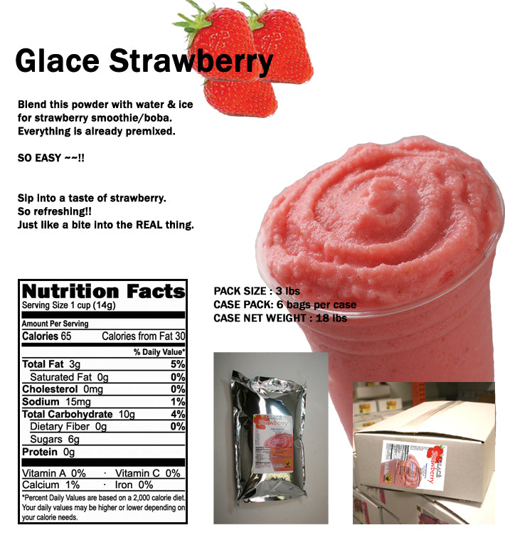 Strawberry 4 in 1 Mix for Bubble Tea, Smoothies, Lattes and Frappes, 3 lbs. Bag (Case 6 x 3 lbs. Bags)  - Multi-Use Powdered Beverage Mix - Ships Free Within Canada on Orders Above CAD $199