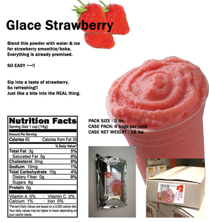 Strawberry 4 in 1 Mix for Bubble Tea, Smoothies, Lattes and Frappes, 3 lbs. Bag (Case 6 x 3 lbs. Bags)  - Multi-Use Powdered Beverage Mix - Ships Free Within Canada on Orders Above CAD $199
