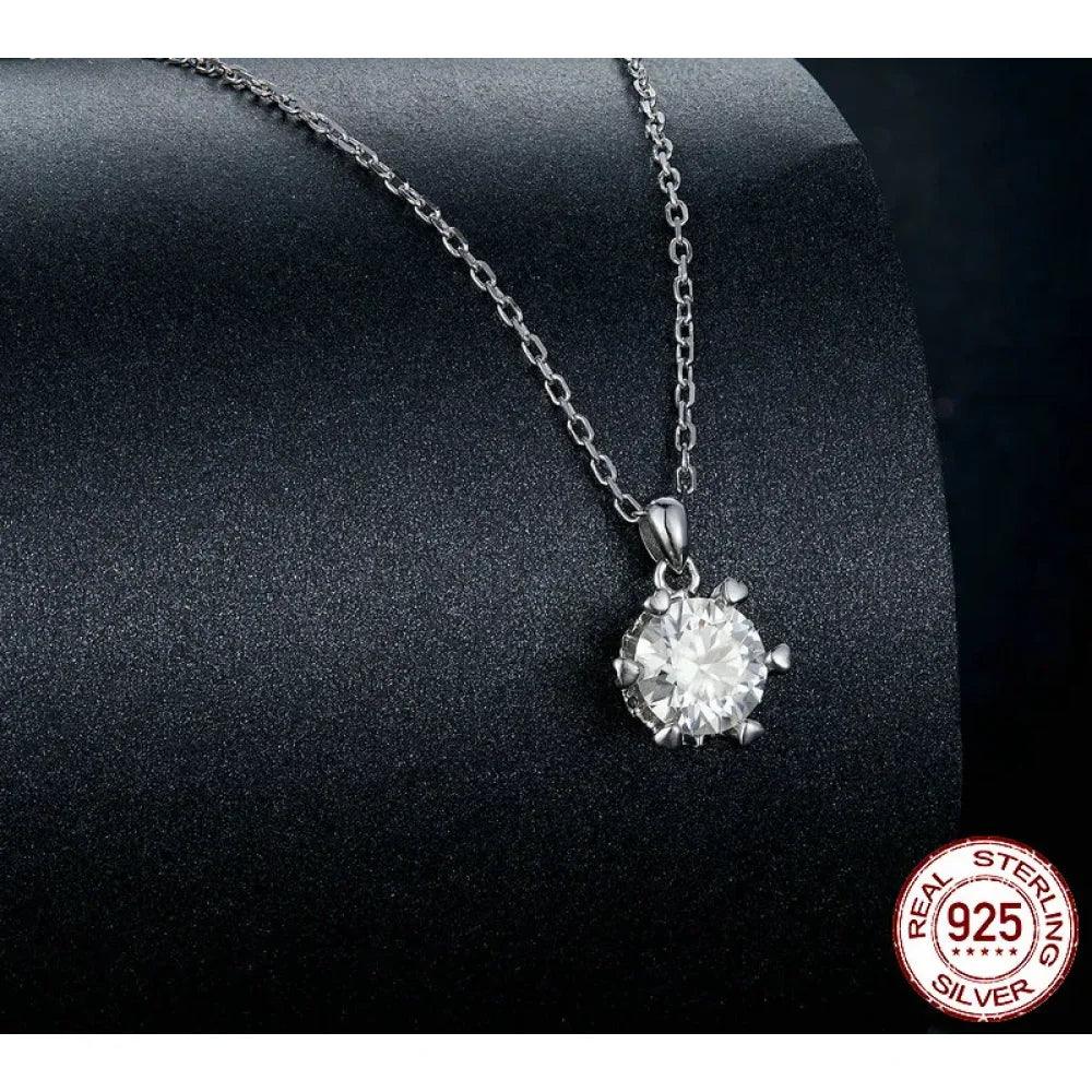 Superbe Collier Pendentif Moissanite 1 Carat | Argent Sterling 925 | Bijoux Fins de Mariage et de Mariée