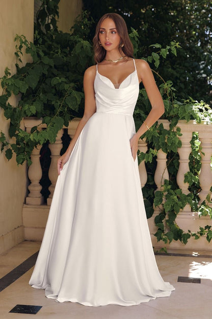 White Soft chiffon with structured seam detailing