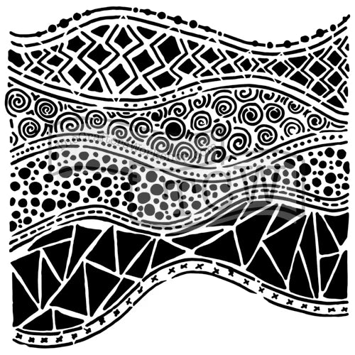 Pochoir The Crafters Workshop 6x6 Crazy Waves