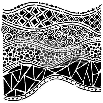 Pochoir The Crafters Workshop 6x6 Crazy Waves