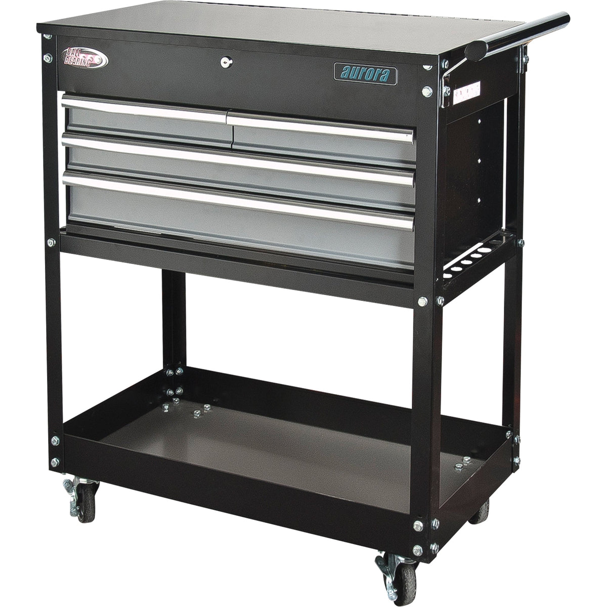 Utility Cart, 4 Drawers, 18" L x 33" W x 39" H, Black