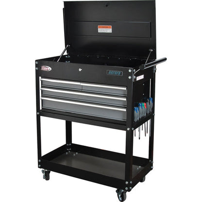 Utility Cart, 4 Drawers, 18" L x 33" W x 39" H, Black