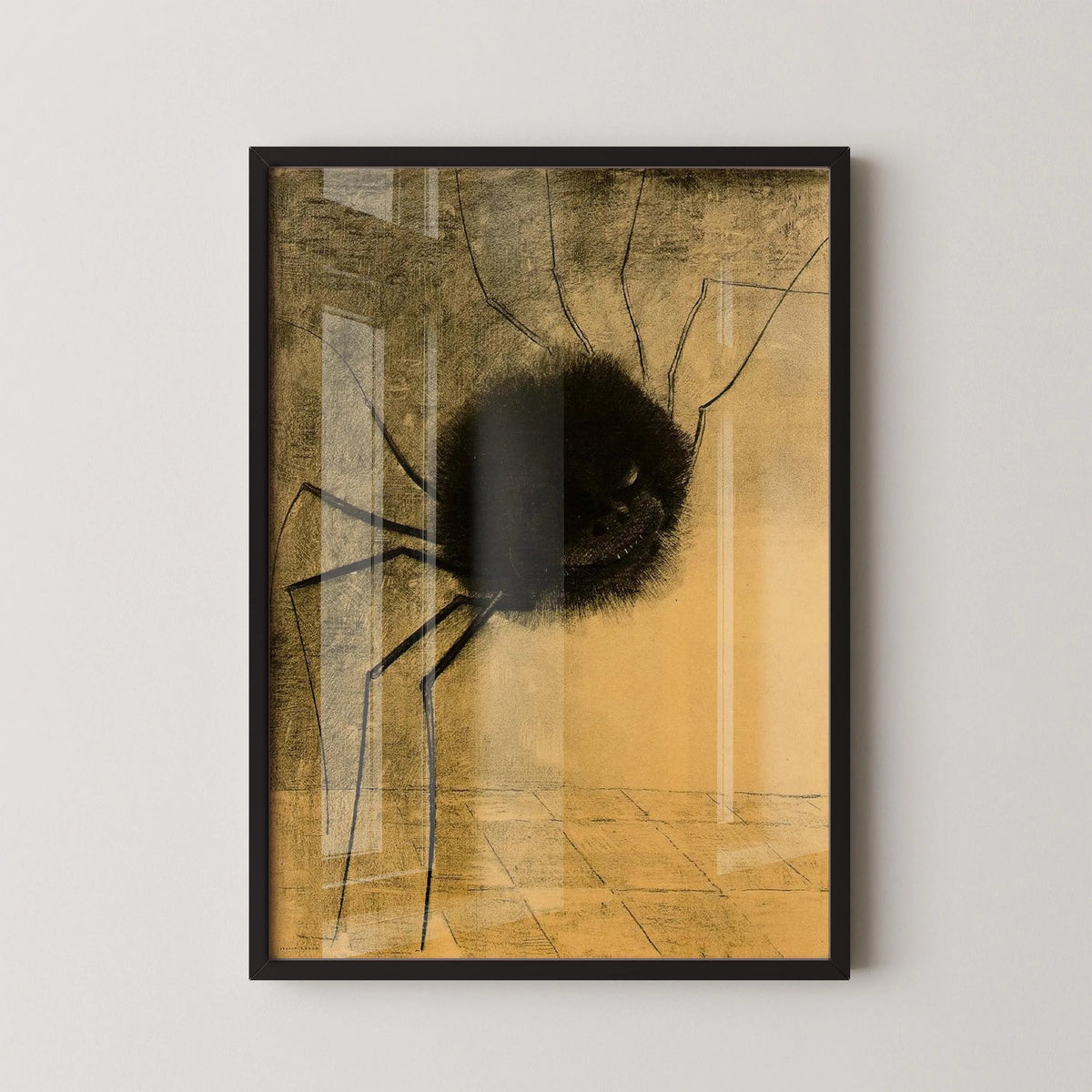 Odilon Redon Smiling Spider Print: Eerie Symbolist Art, Framed Giclee