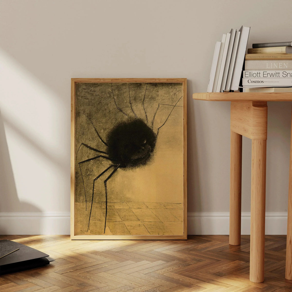 Odilon Redon Smiling Spider Print: Eerie Symbolist Art, Framed Giclee