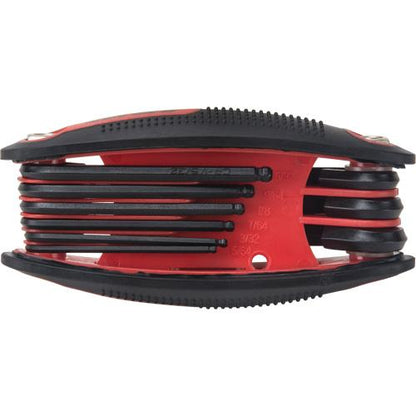 Ball End Fold-Up Hex Key Set, 9 Pcs., Imperial