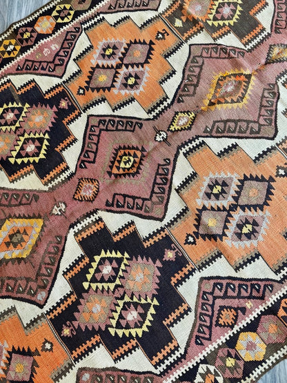 Turkish Kars Kilim Runner Rug | 4' 2" x 11' 6"