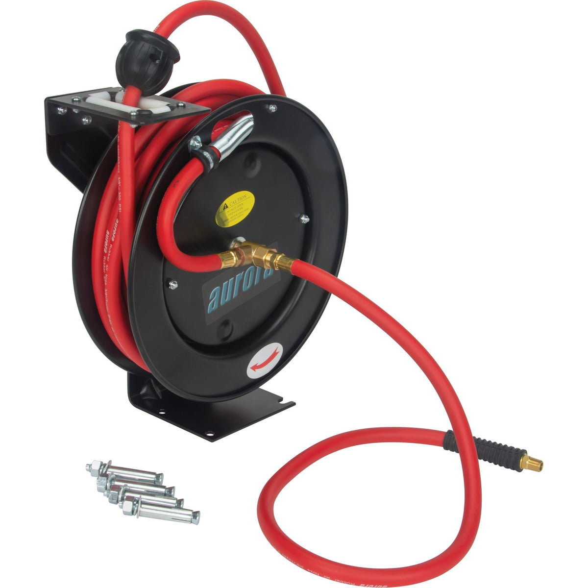 Dévidoir de tuyau, air/eau, 3/8 po x 25 pi, tuyau unique, 300 psi