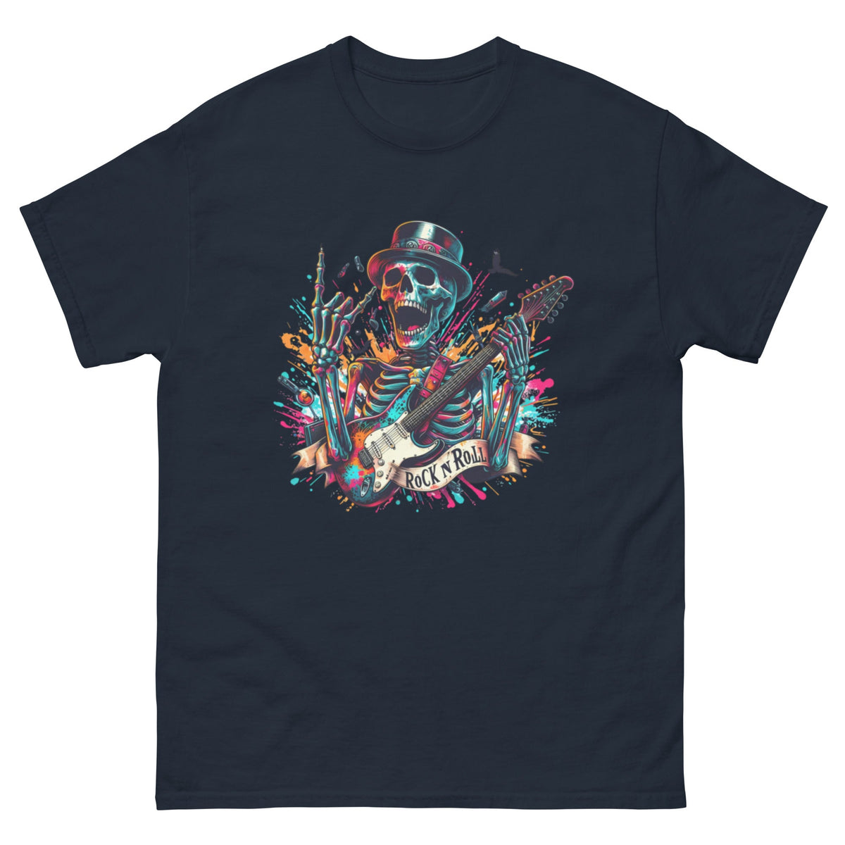 T-shirt classique unisexe Skelton Rock n Roll