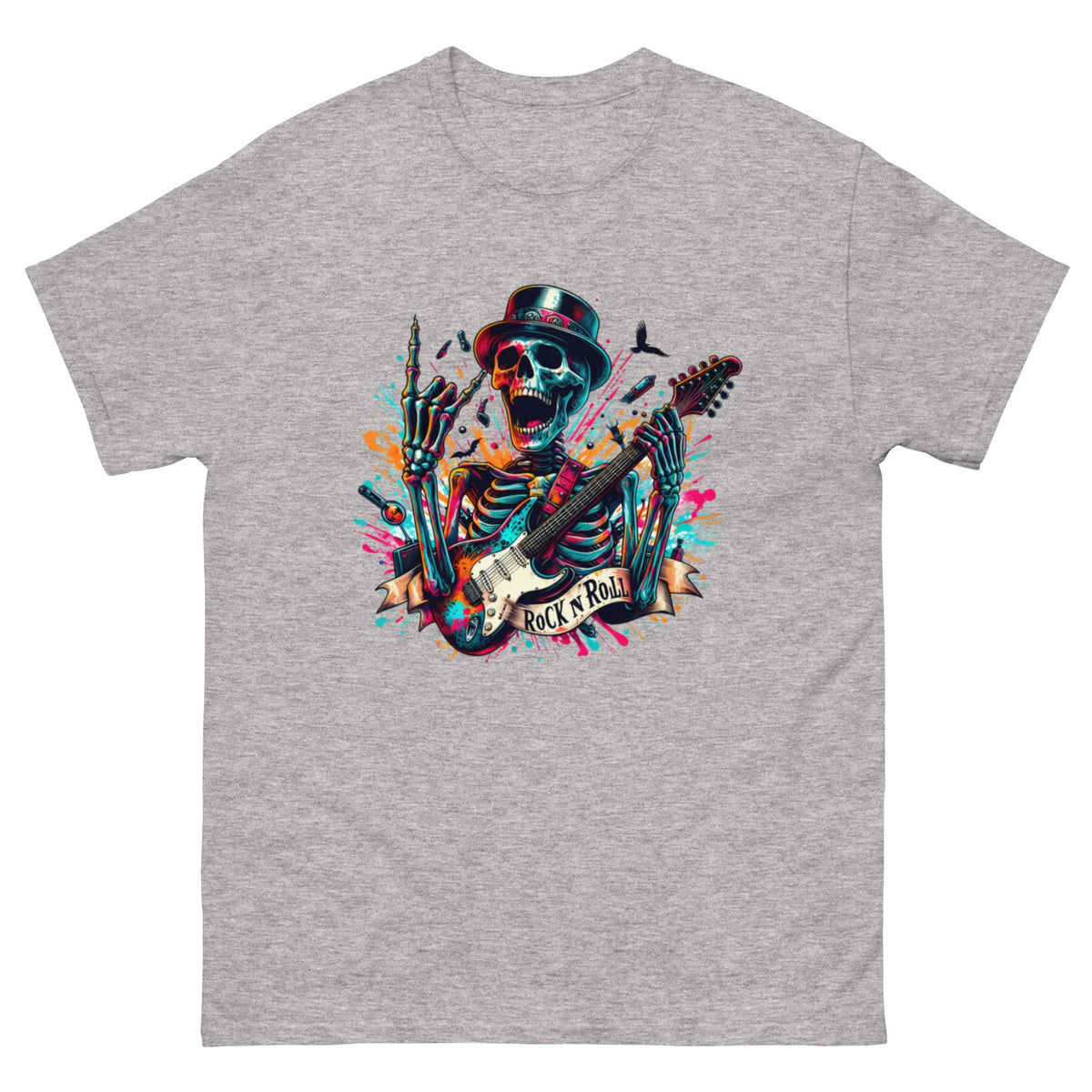 T-shirt classique unisexe Skelton Rock n Roll