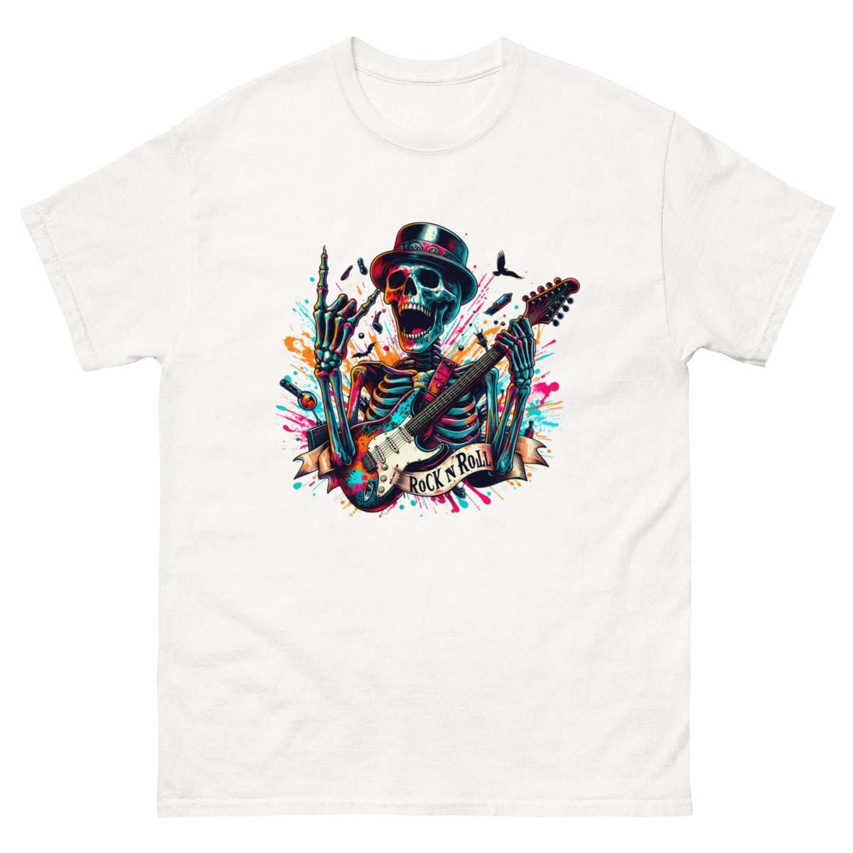 T-shirt classique unisexe Skelton Rock n Roll