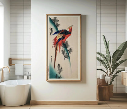 Estampe de faisan d'Hiroshige : Art japonais vintage, format étroit et haut (2x1)