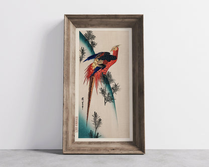 Estampe de faisan d'Hiroshige : Art japonais vintage, format étroit et haut (2x1)