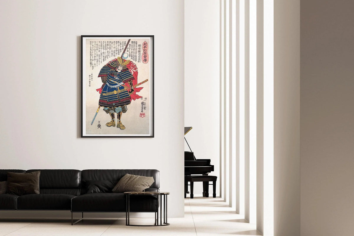 Kuniyoshi Samurai Portrait: Vintage Japanese Woodblock Art Giclee Print