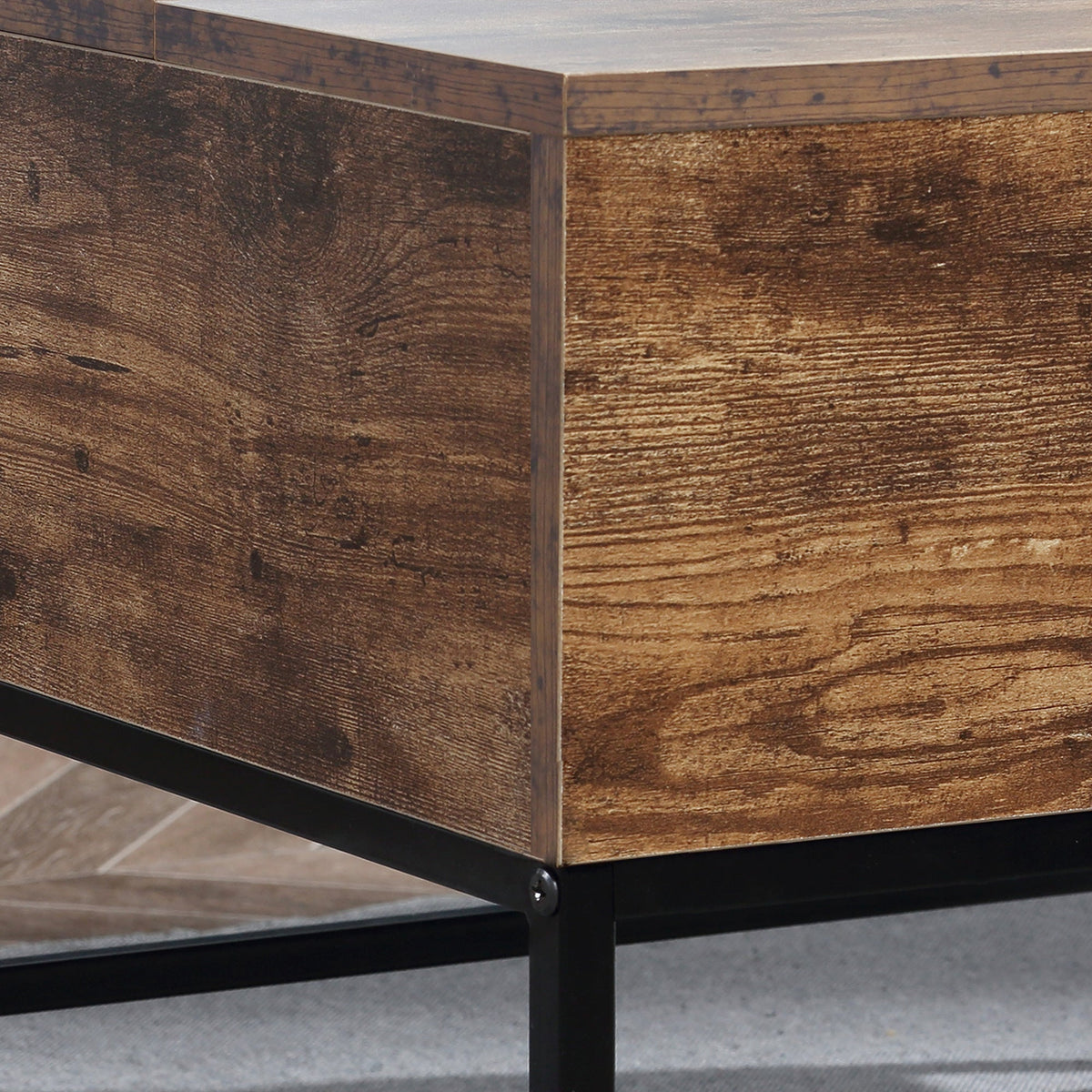 Reese Lift Top Coffee Table with Hidden Storage Compartment-Rustic Brown