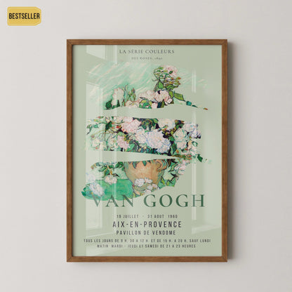Van Gogh Roses Print: Mint Green Exhibition Poster, Fine Art Giclee