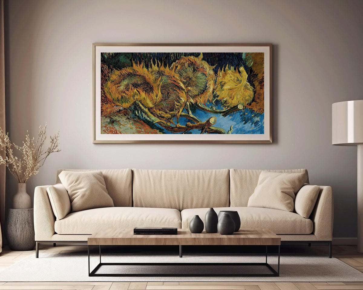 Van Gogh Sunflowers Print: Vintage Impressionist Panoramic Art (2x1)